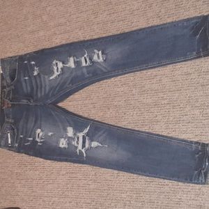 Heritage America Distressed Dark Indigo Denim Jeans Size 38X34